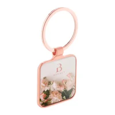 Suport Chei Patrati cu Finisaj Auriu și Placă Gunmetal, în Cutie Kraft